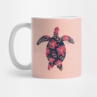 Floral Sea Turtle - muted earth colors Mug